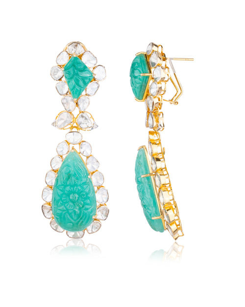 Dhriti Polki And Diamond Long Earrings