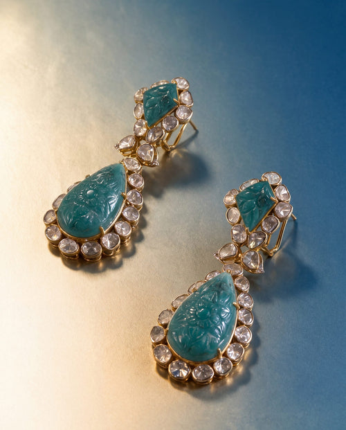 Dhriti Polki And Diamond Long Earrings