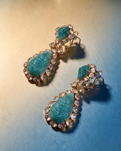 Dhriti Polki And Diamond Long Earrings