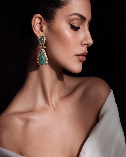 Dhriti Polki And Diamond Long Earrings