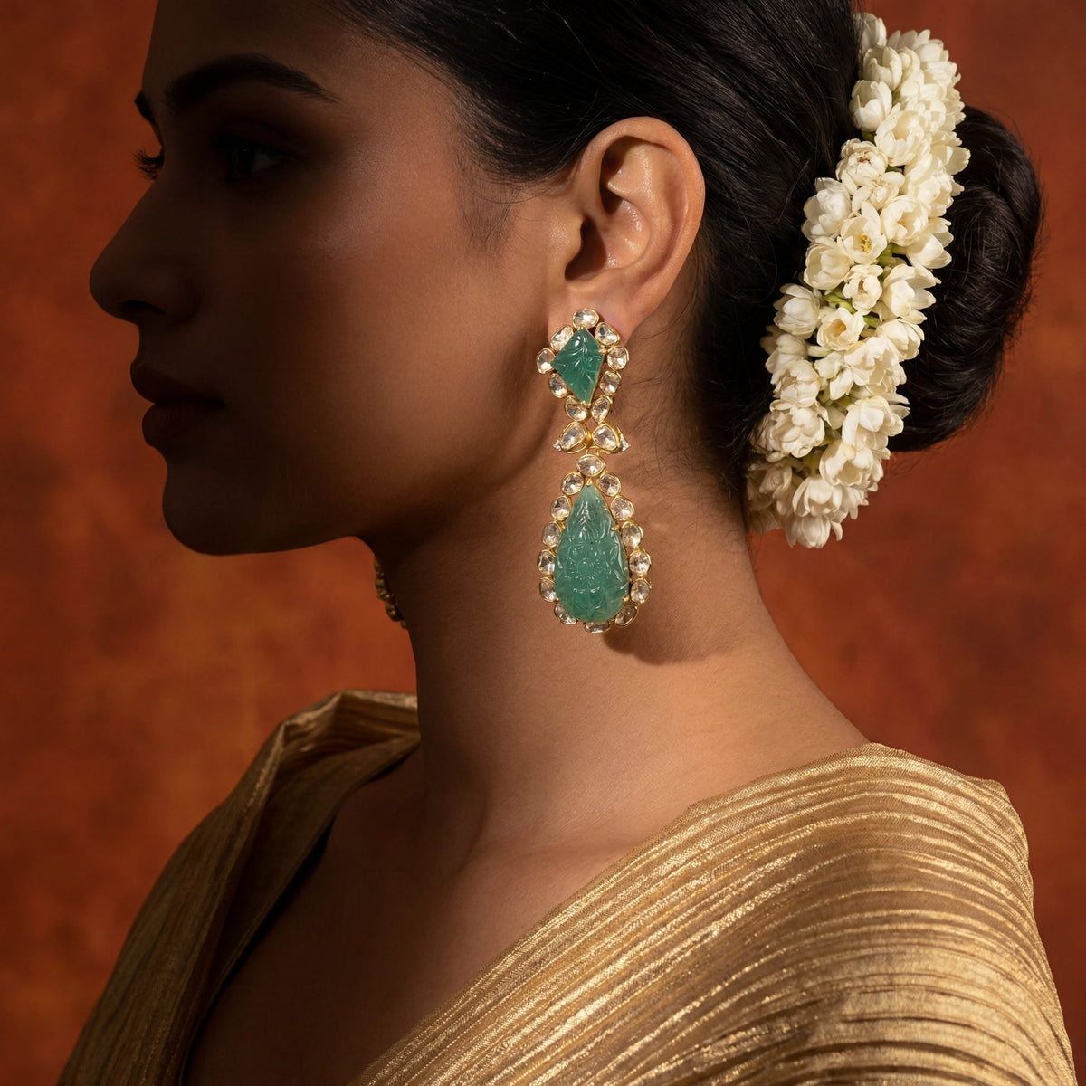 Dhriti Polki And Diamond Long Earrings