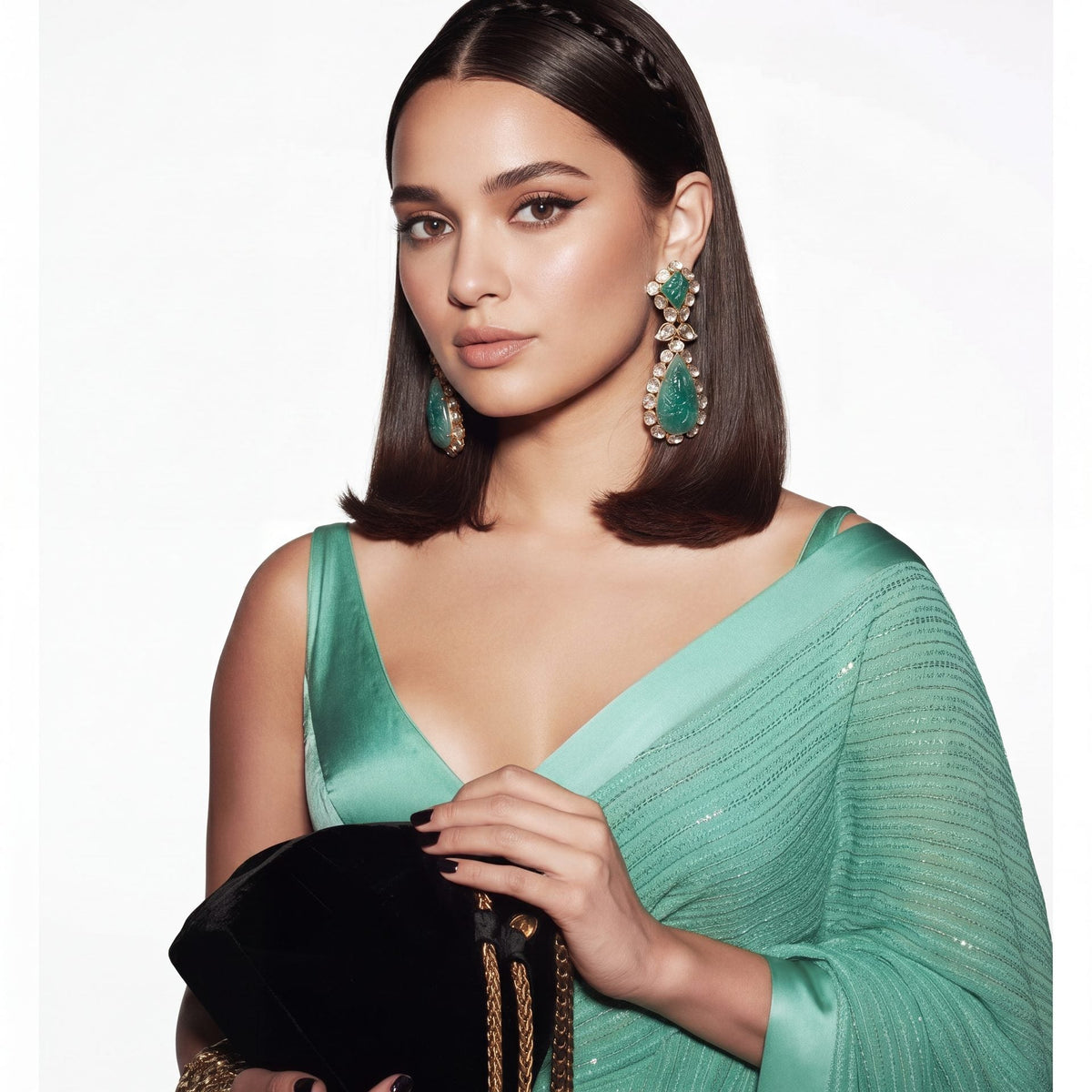 Dhriti Polki And Diamond Long Earrings