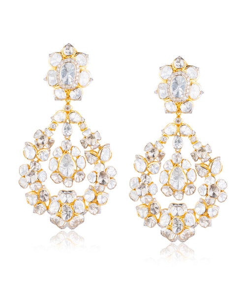 Edika Polki And Diamond Long Earrings