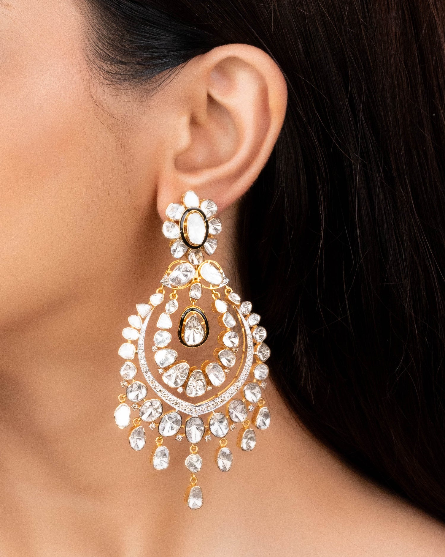 Simran Polki And Diamond Long Earrings