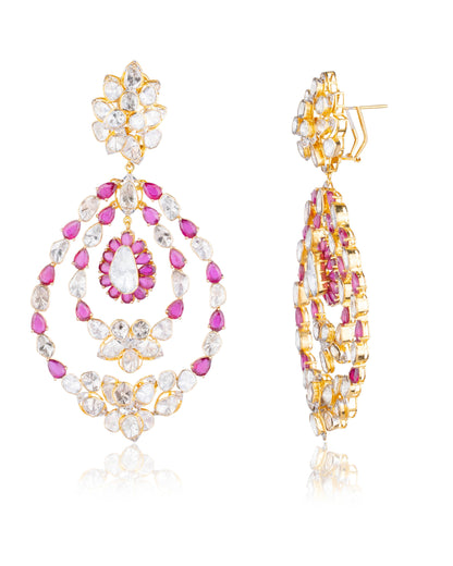 Shruti Polki And Diamond Long Earrings