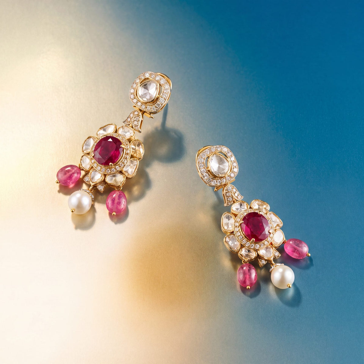 Kaveri Polki And Diamond Long Earrings