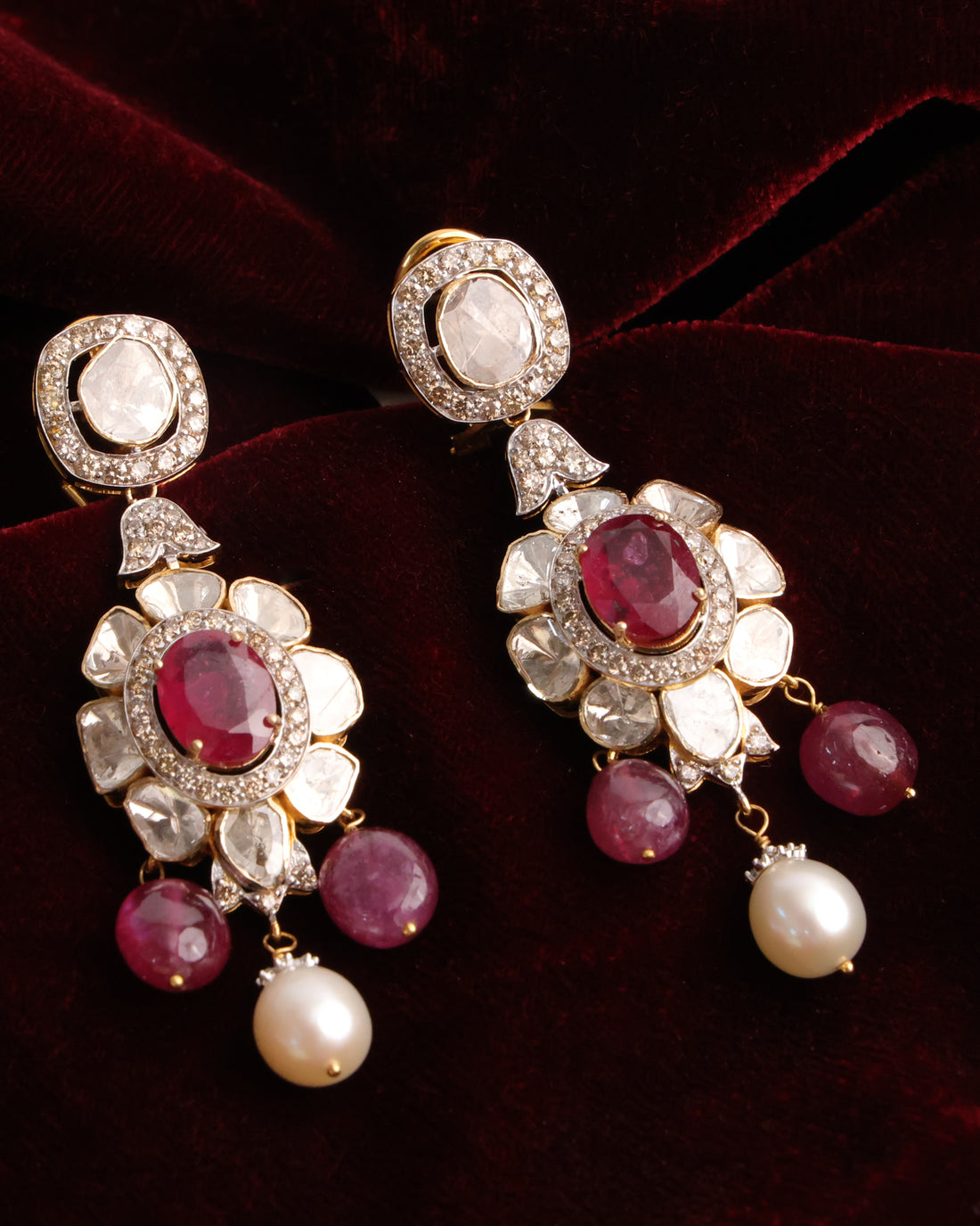 Alivia Polki And Diamond Long Earrings