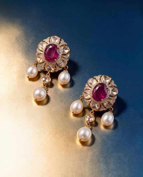 Keshini Polki And Diamond Long Earrings