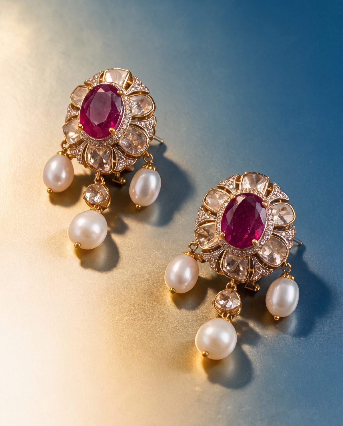 Keshini Polki And Diamond Long Earrings