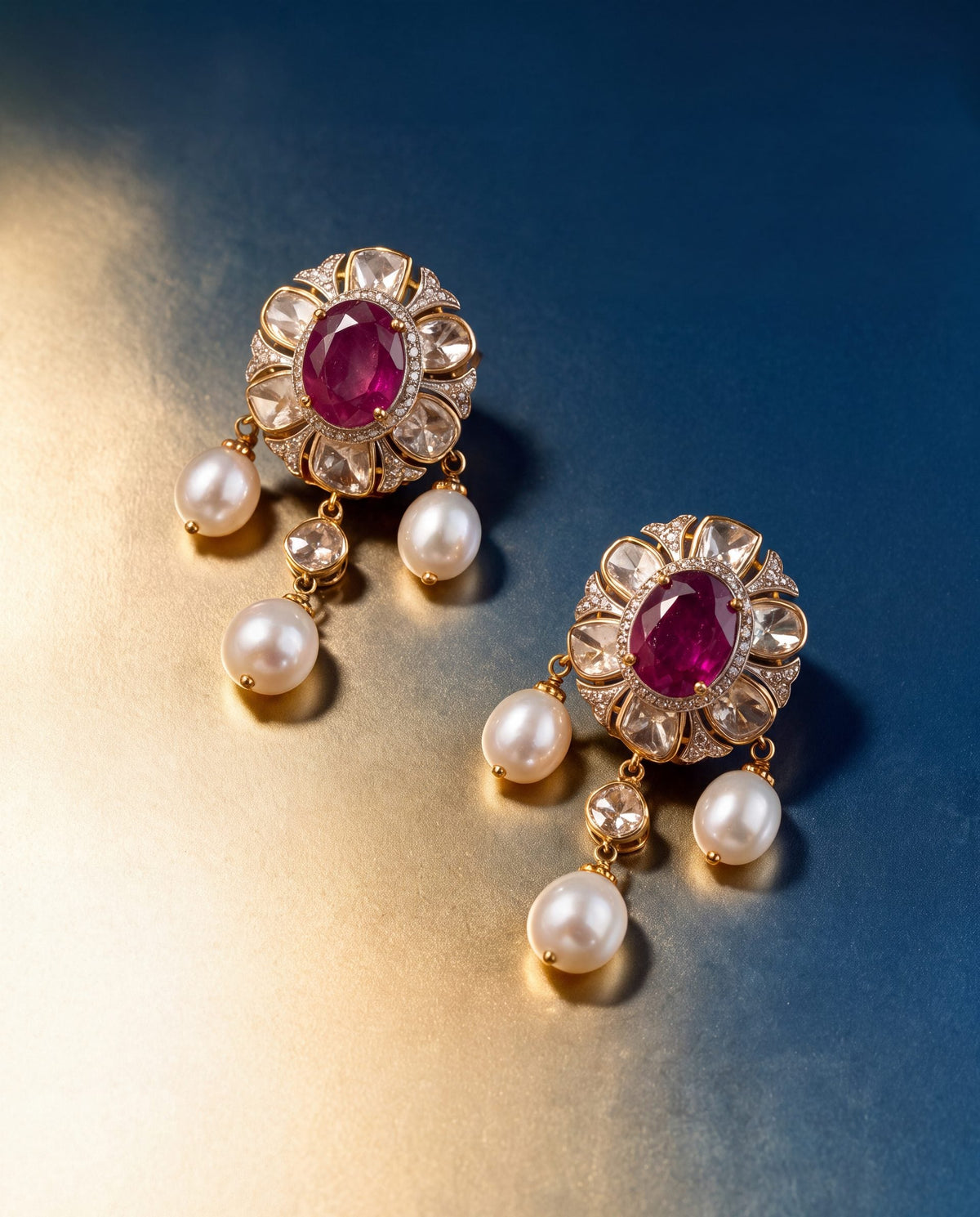 Keshini Polki And Diamond Long Earrings