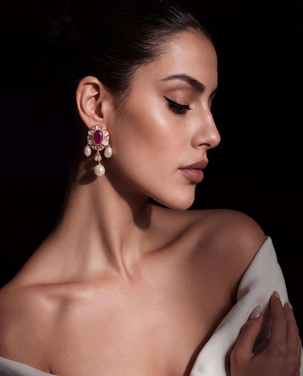 Keshini Polki And Diamond Long Earrings