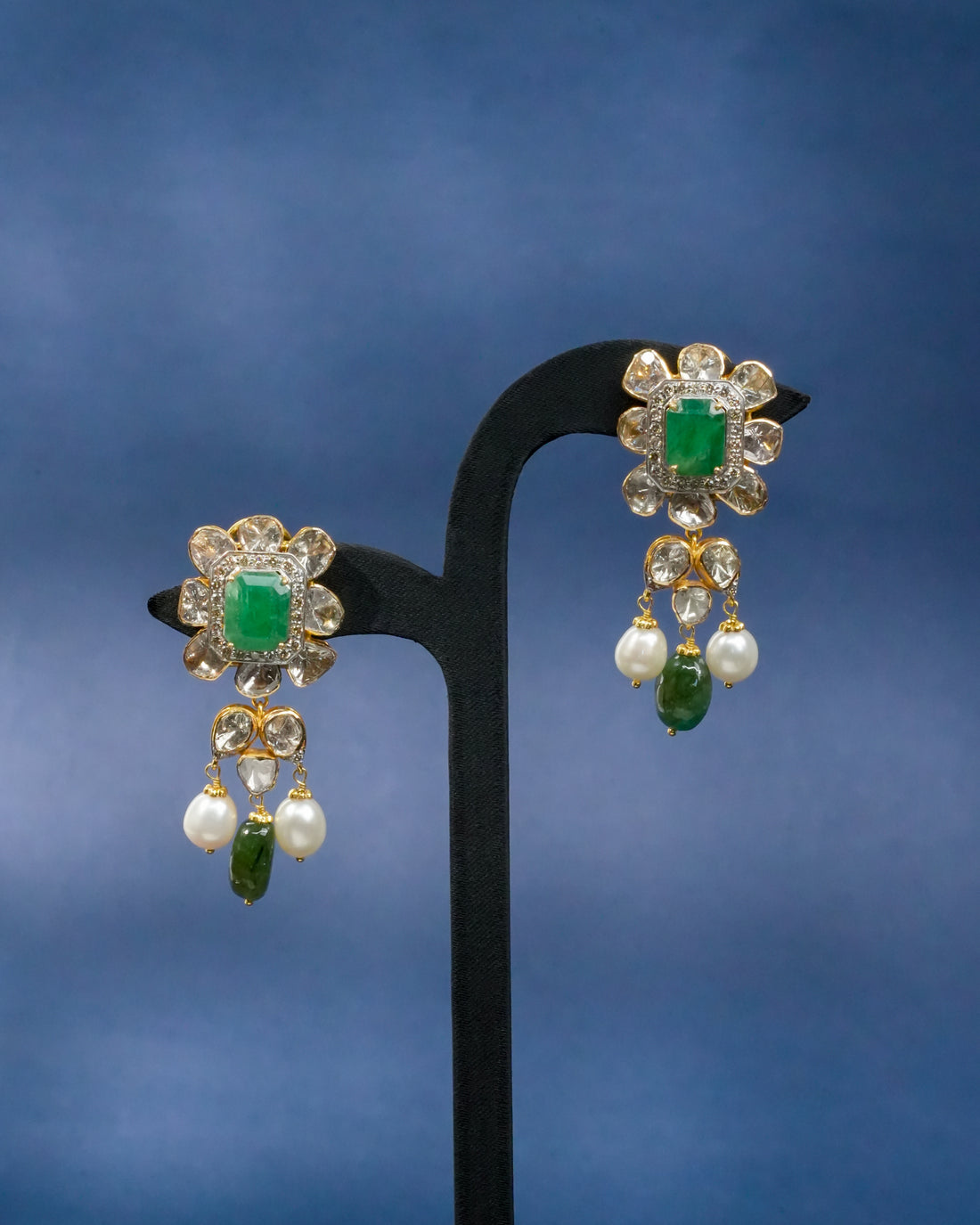 Cassia Polki  And Diamond Long Earrings