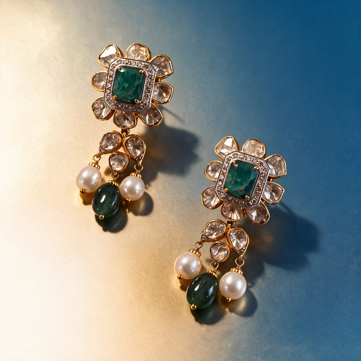 Rajnandini Polki And Diamond Long Earrings