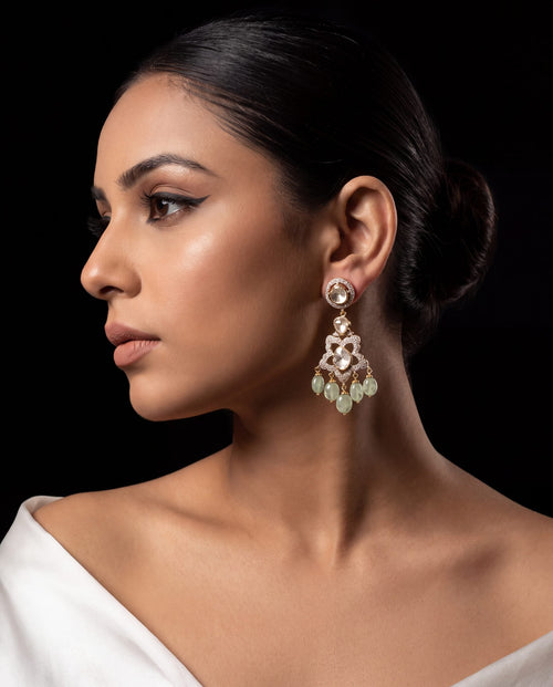 Parameshwari Polki And Diamond Long Earrings