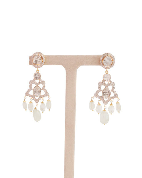 Aataksha Polki And Diamond Long Earrings