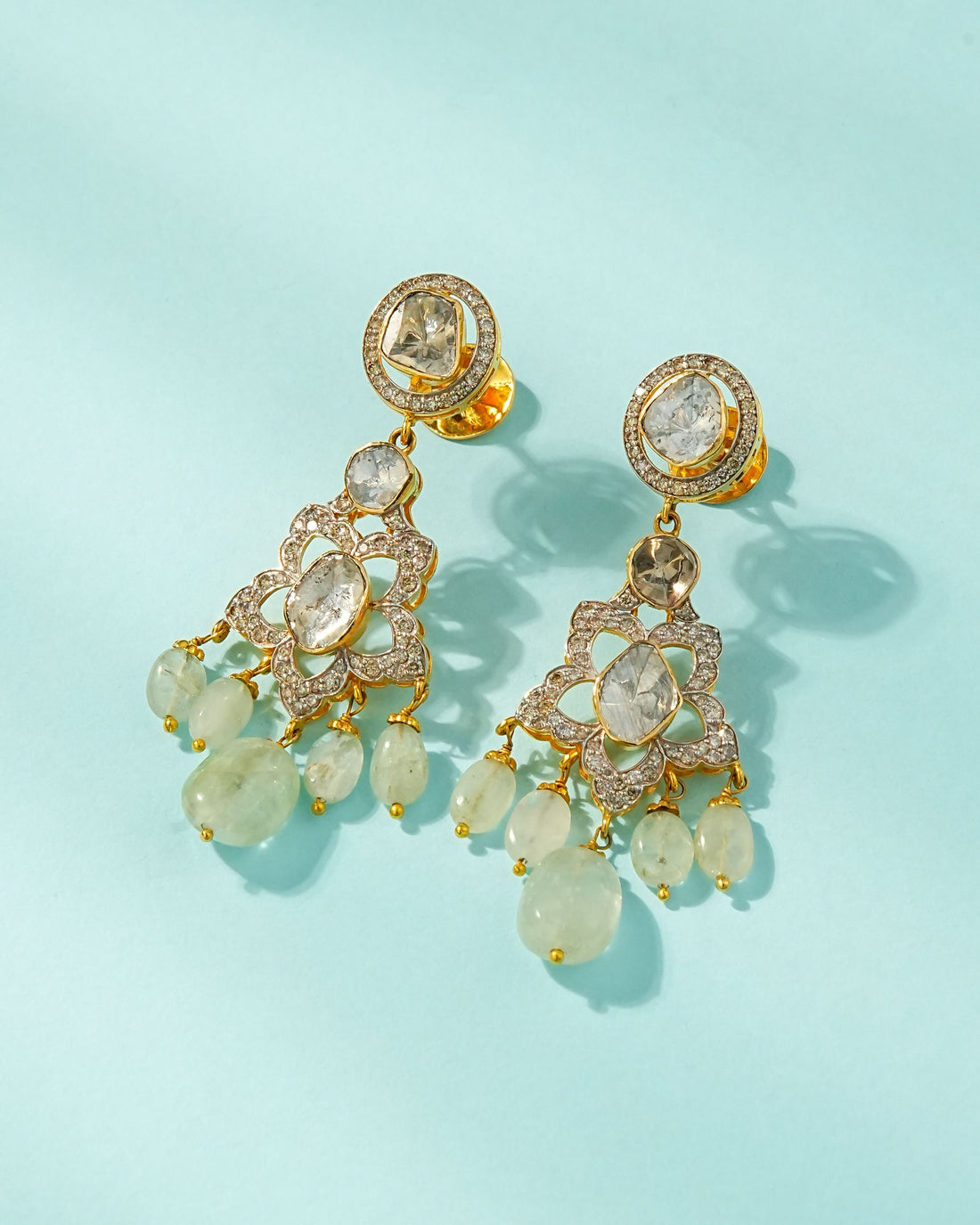 Aataksha Polki And Diamond Long Earrings