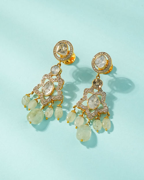 Parameshwari Polki And Diamond Long Earrings