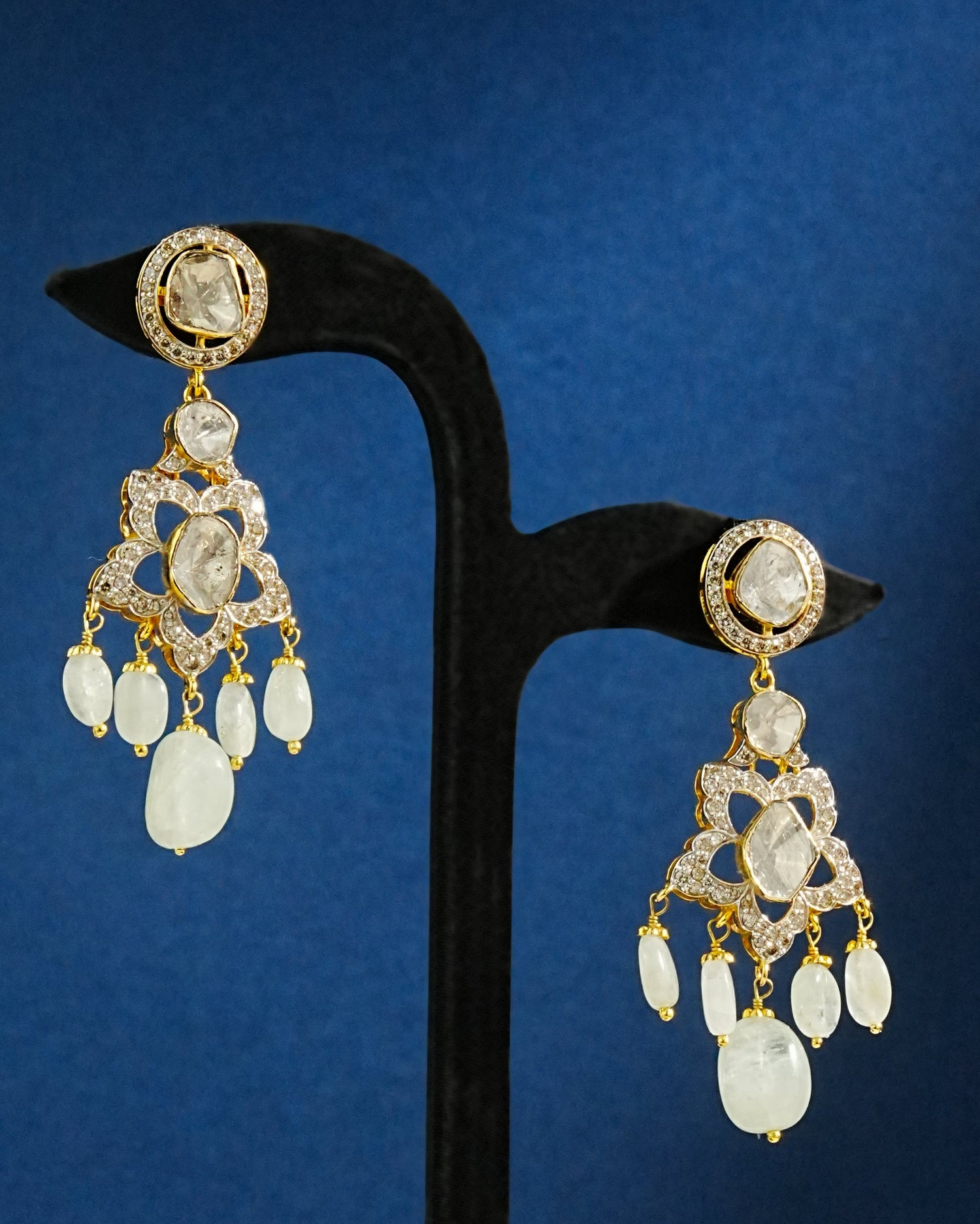 Parameshwari Polki And Diamond Long Earrings