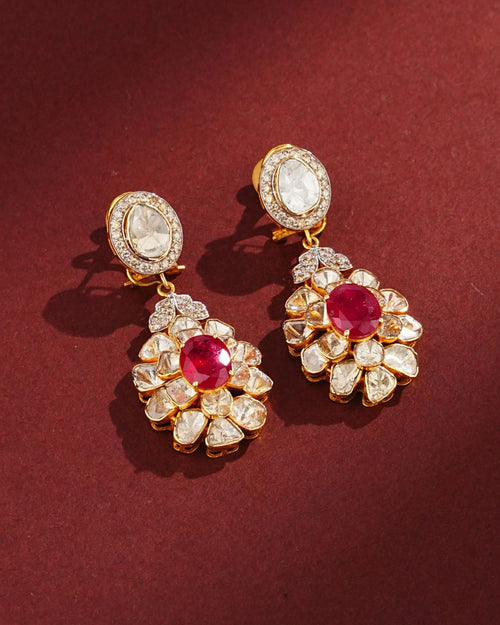 Celeste Polki And Diamond Long Earrings