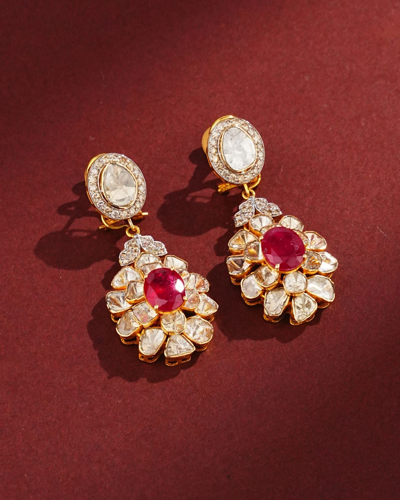 Celeste Polki And Diamond Long Earrings