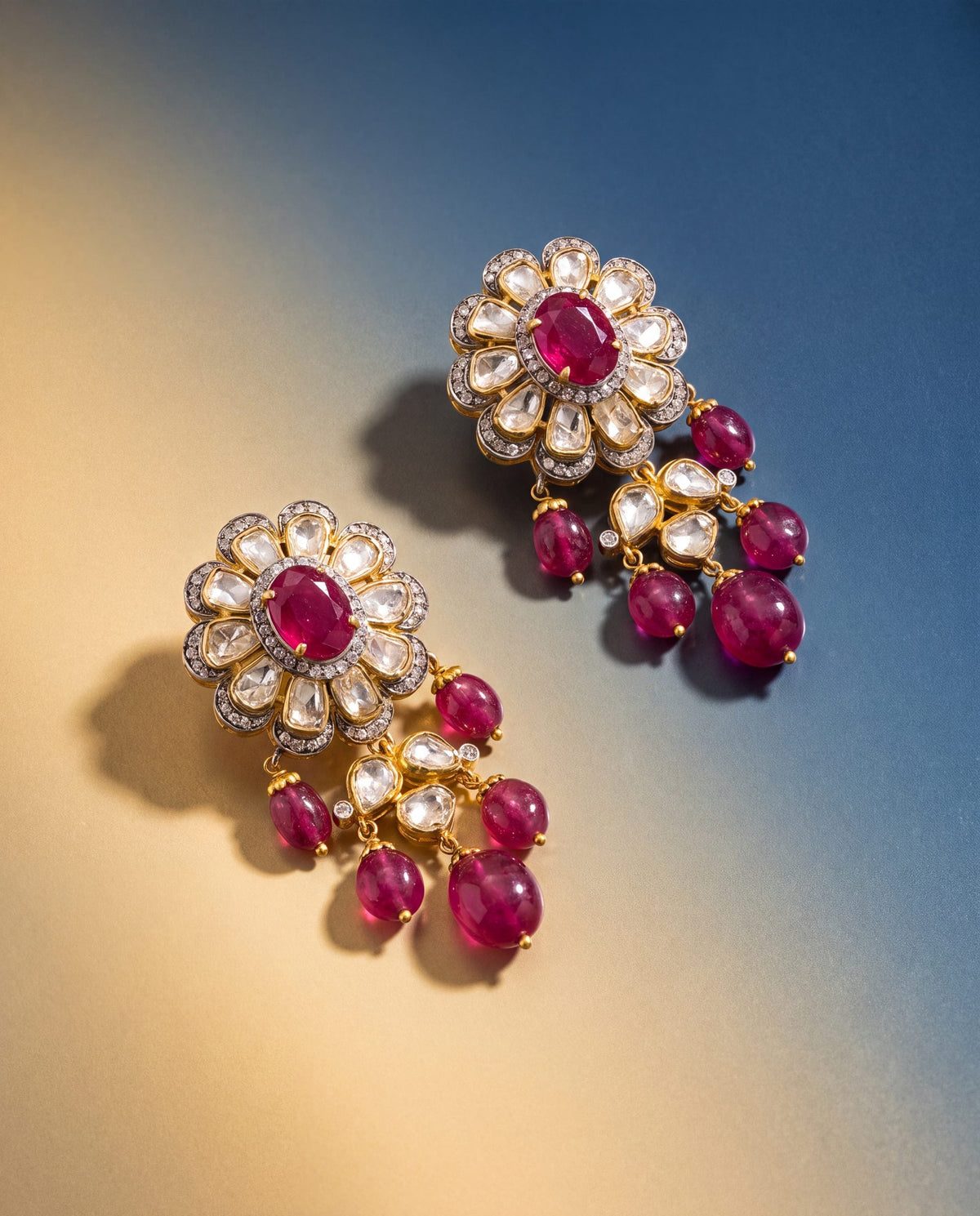 Shalaka Polki And Diamond Long Earrings