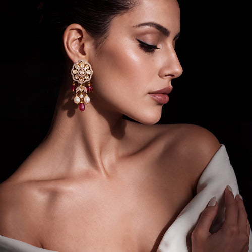 Petra Polki And Diamond Long Earrings