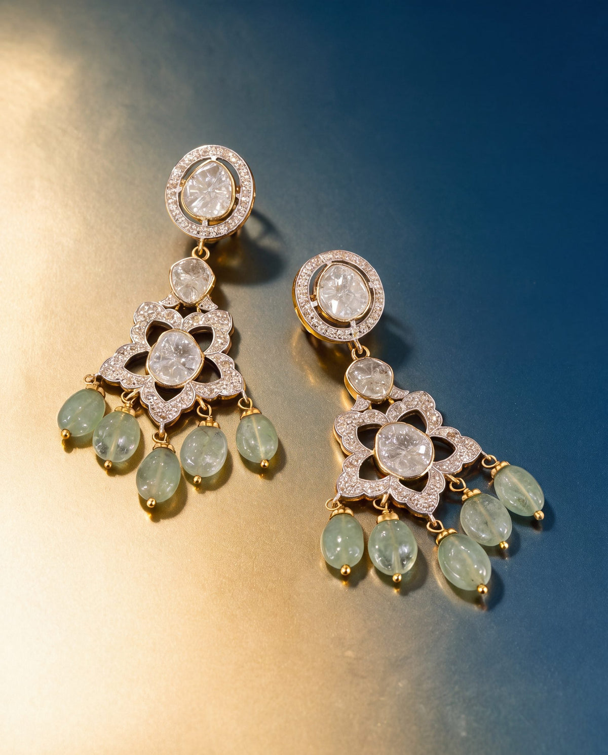 Yashoda Polki And Diamond Long Earrings
