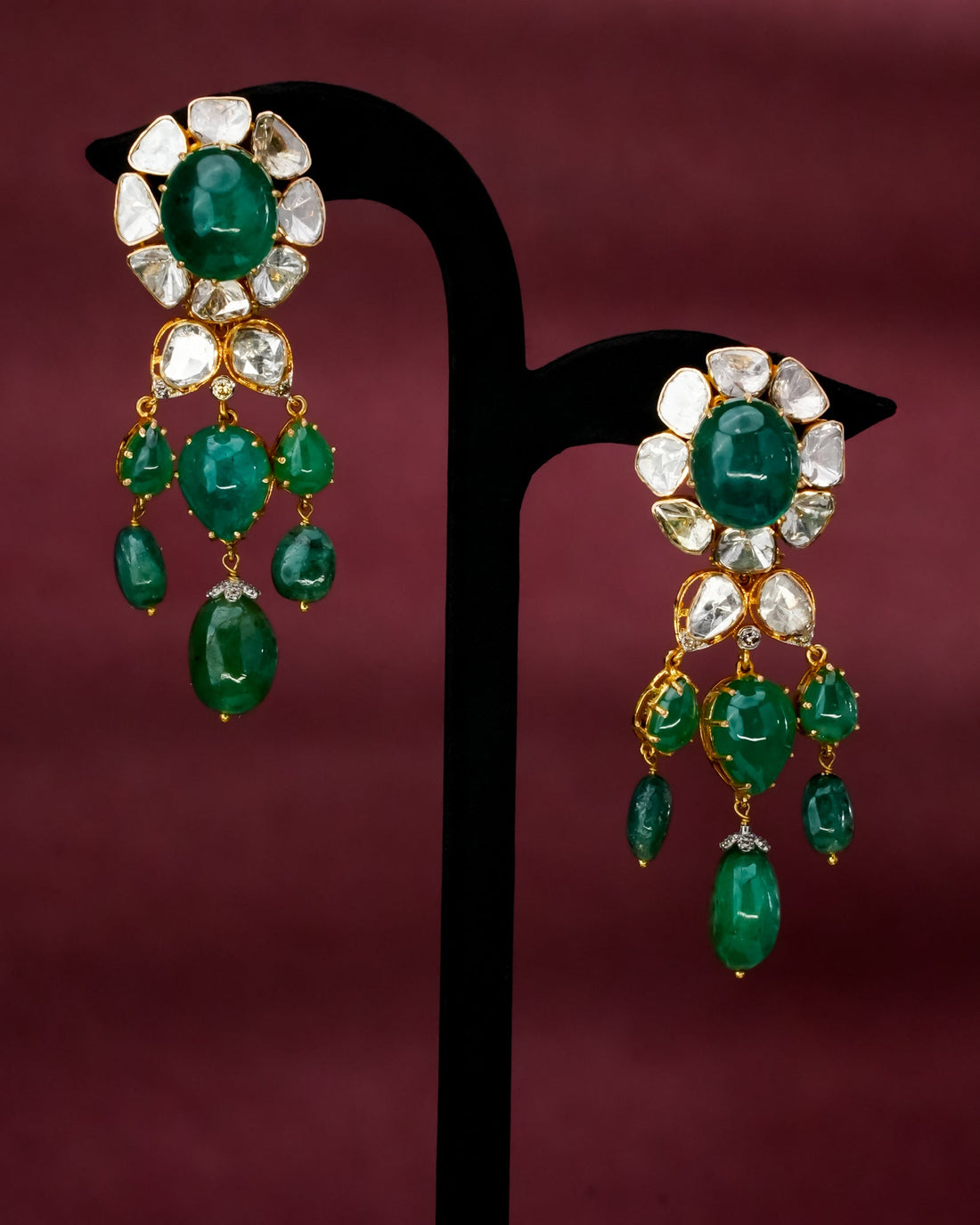 Arya Polki And Diamond Long Earrings