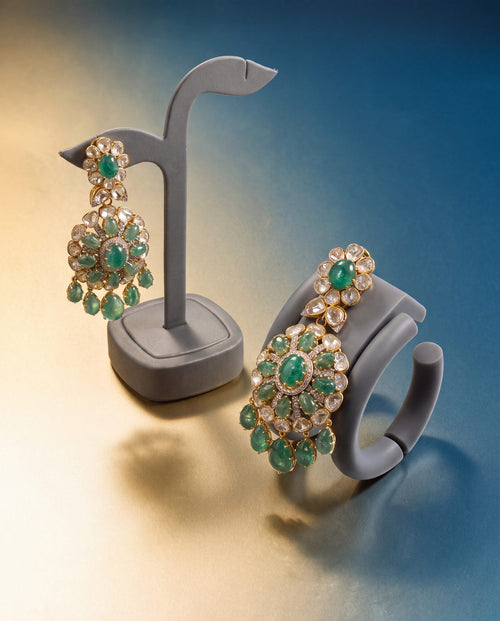 Zubeda Polki And Diamond Long Earrings