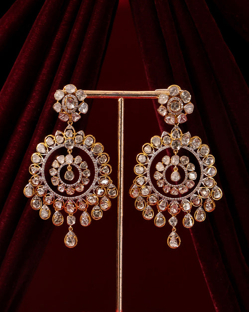 Vedhi Polki And Diamond Long Earrings - NO ORDERS