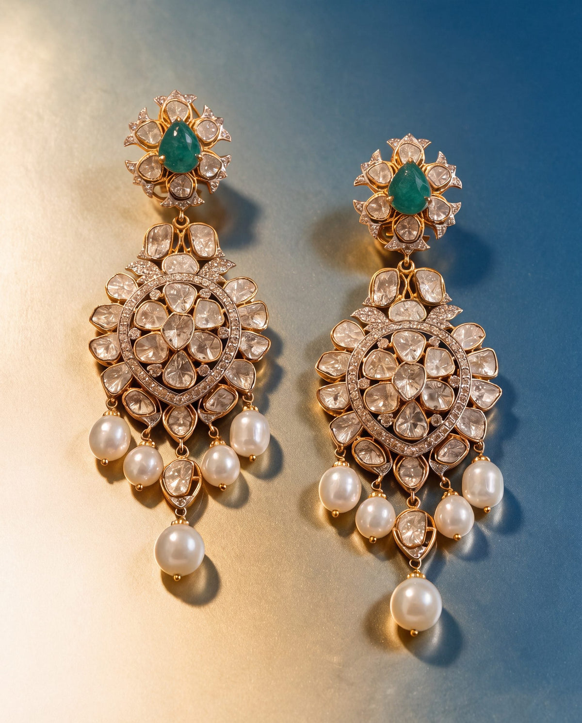 Nimrat Polki And Diamond Long Earrings
