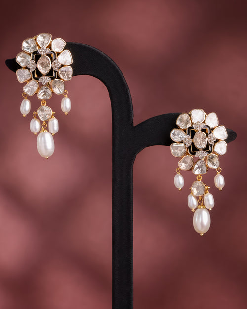 Lydia Polki  And Diamond Long Earrings