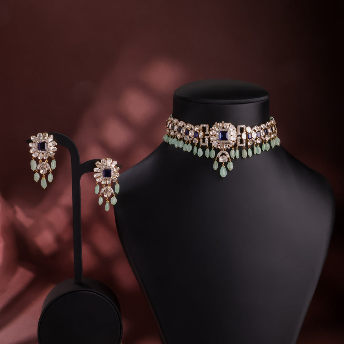 Beatrice Polki  And Diamond Long Earrings