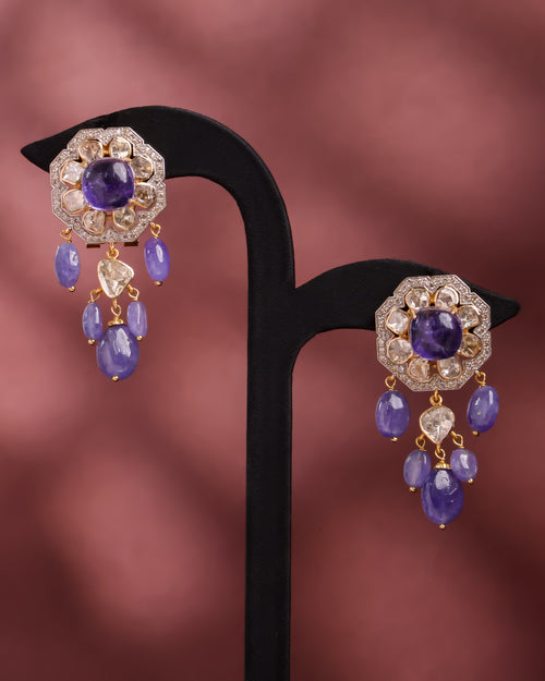 Abigail Polki  And Diamond Long Earrings