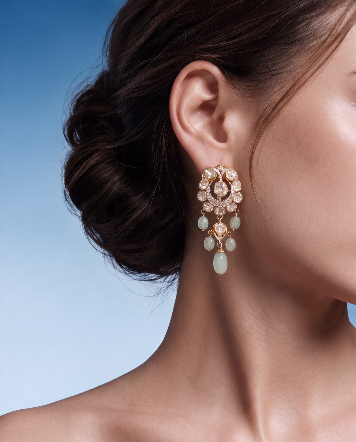 Vithika Polki And Diamond Long Earrings