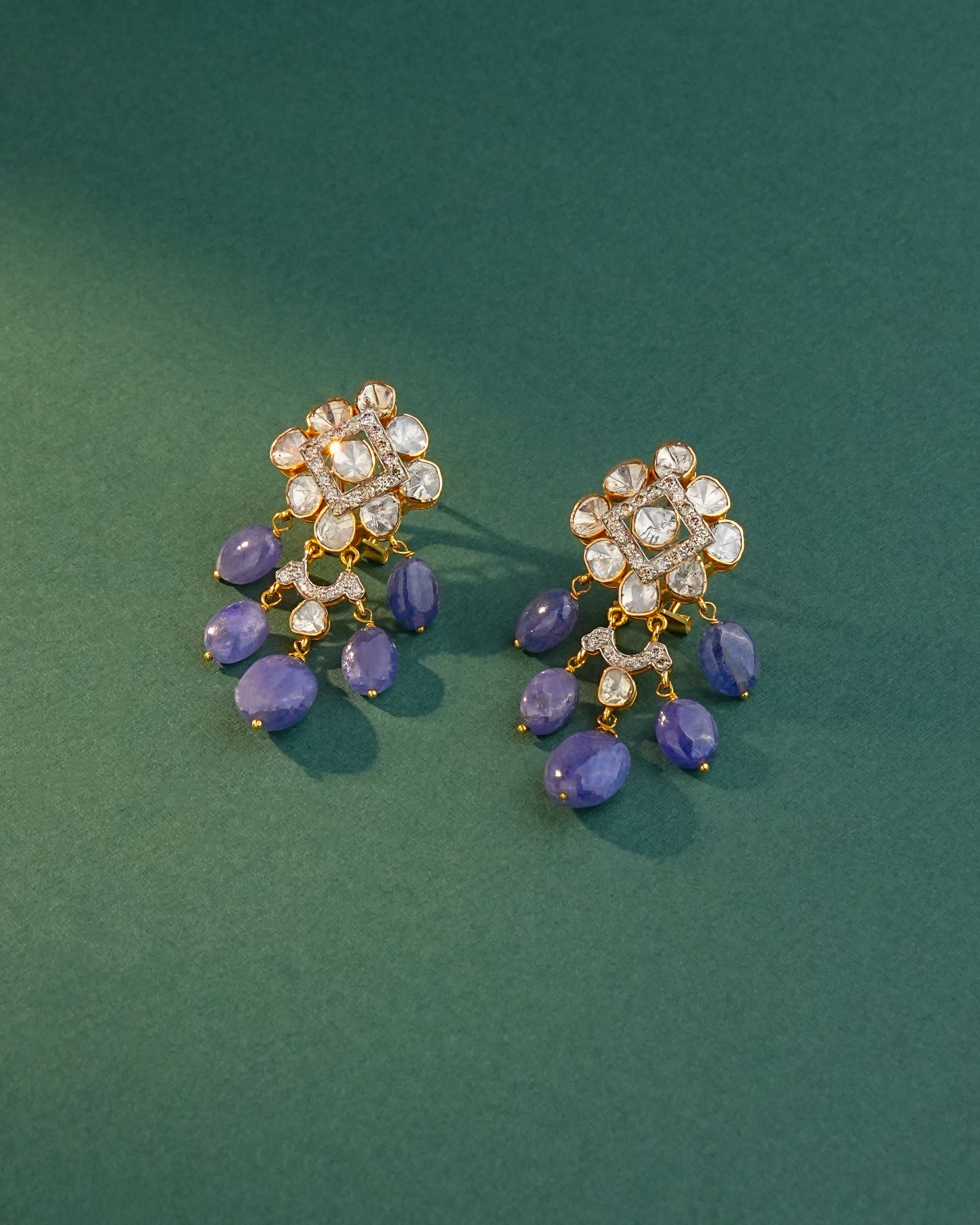 Nora Polki And Diamond Long Earrings