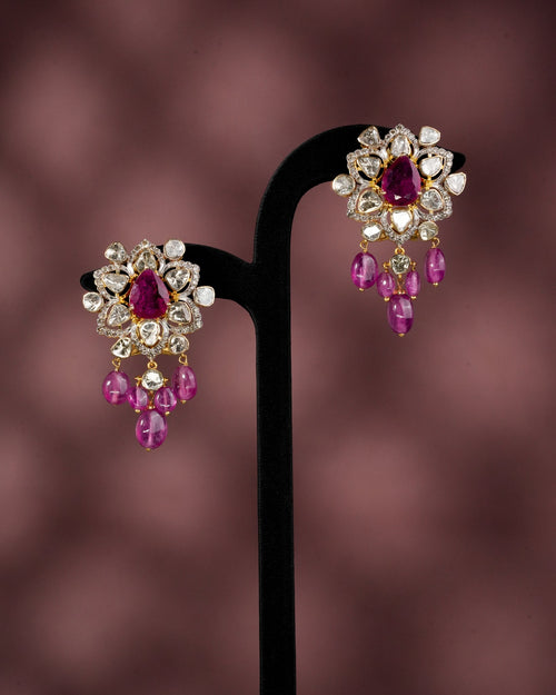 Aaniha Polki And Diamond Long Earrings