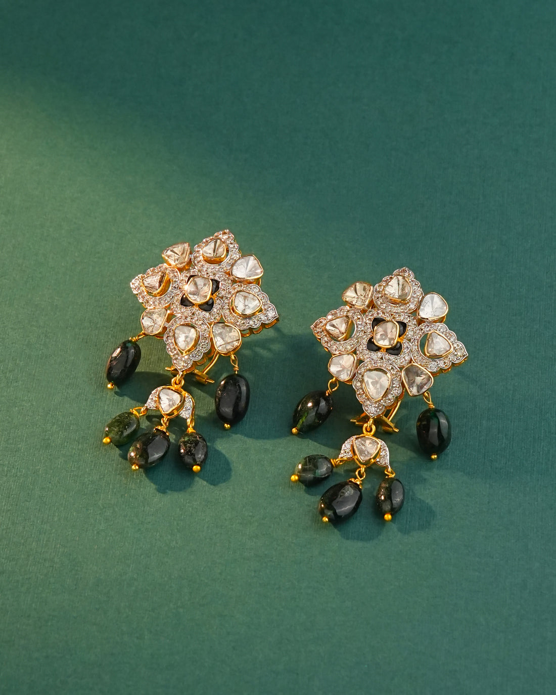 Evelyn Polki  And Diamond Long Earrings