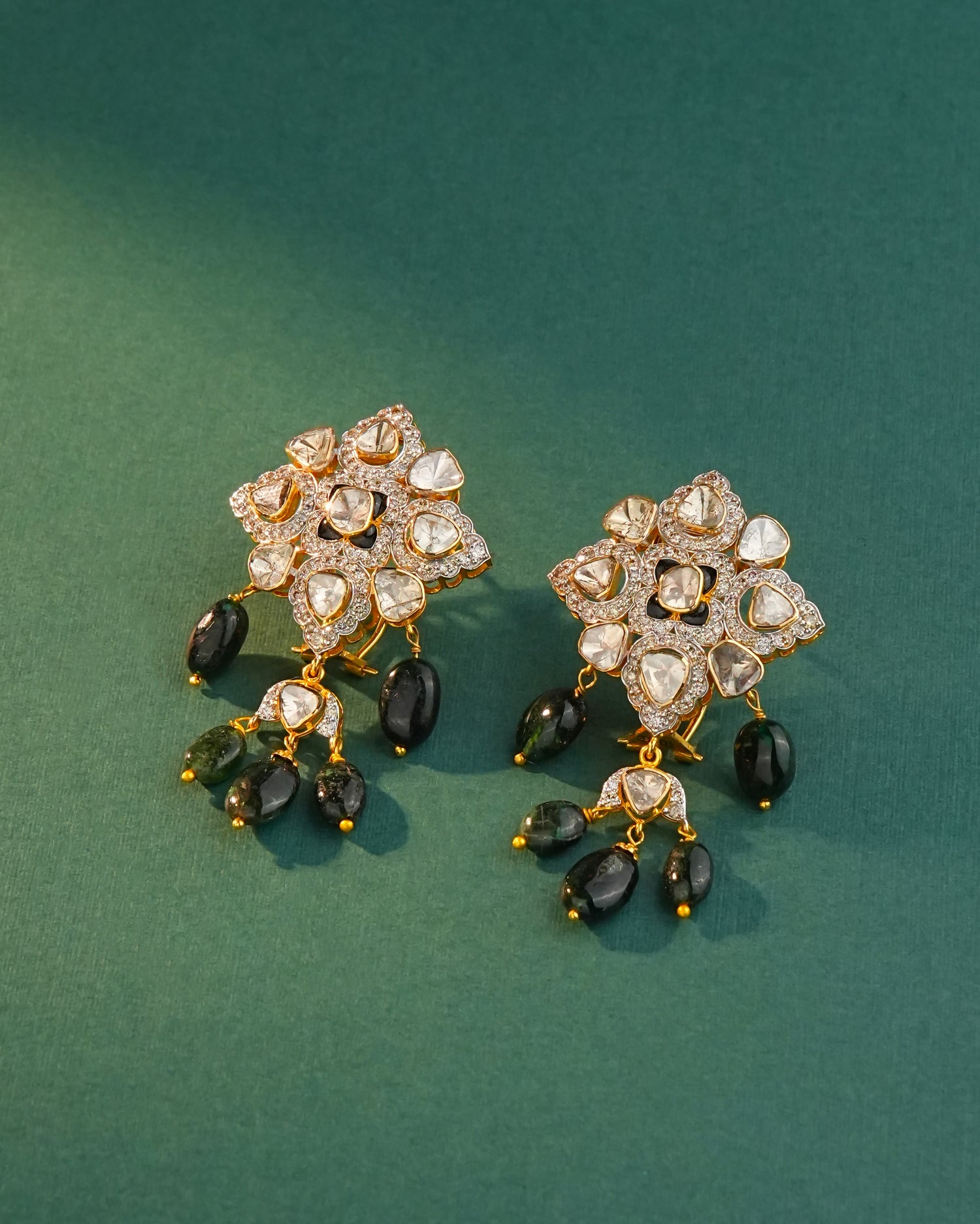 Evelyn Polki  And Diamond Long Earrings