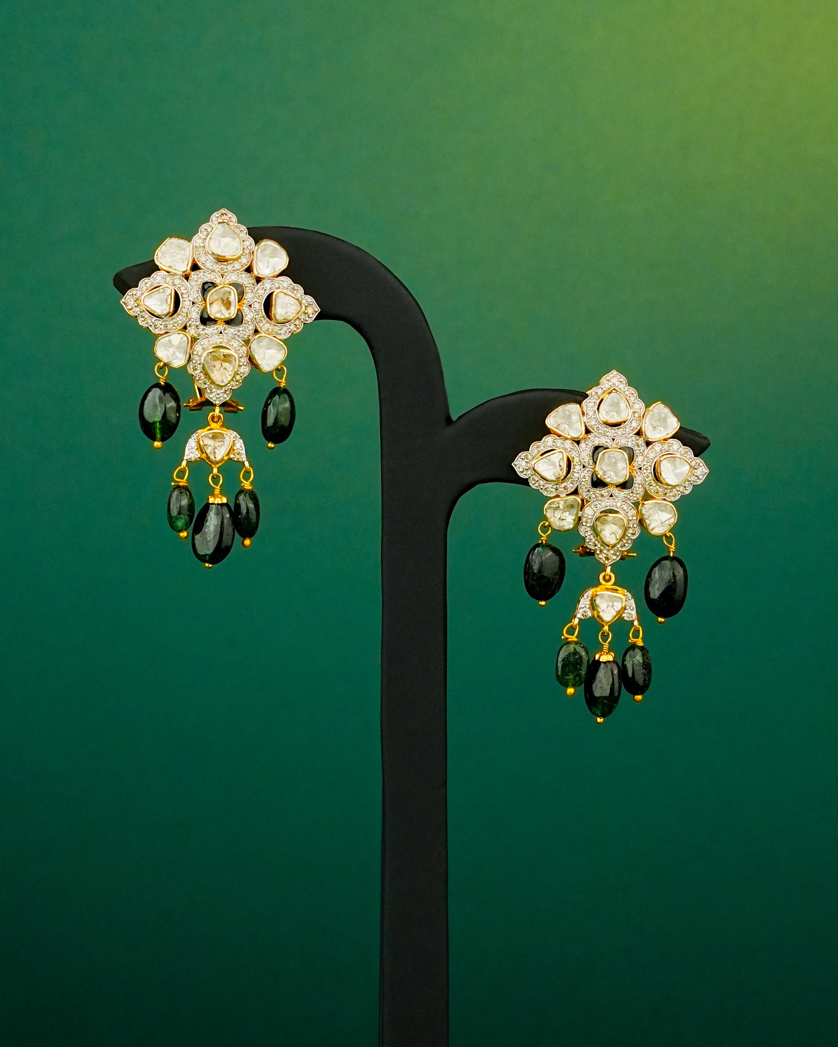 Evelyn Polki  And Diamond Long Earrings