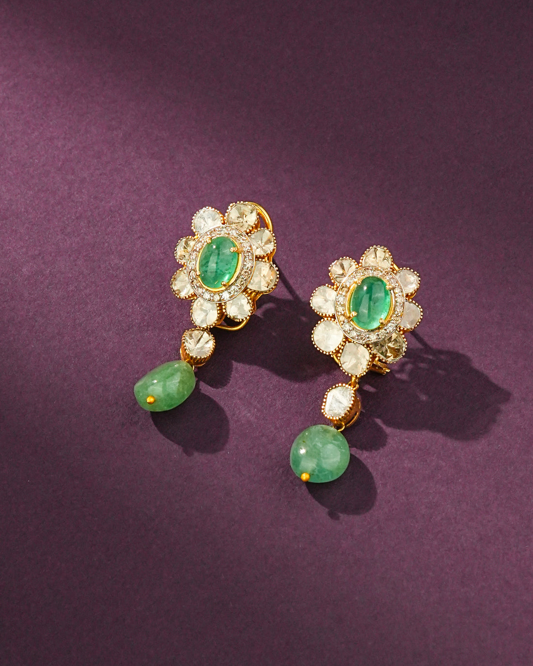 Prerna Polki And Diamond Long Earrings