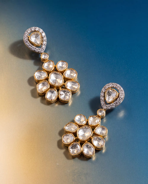 Diya Polki And Diamond Long Earrings