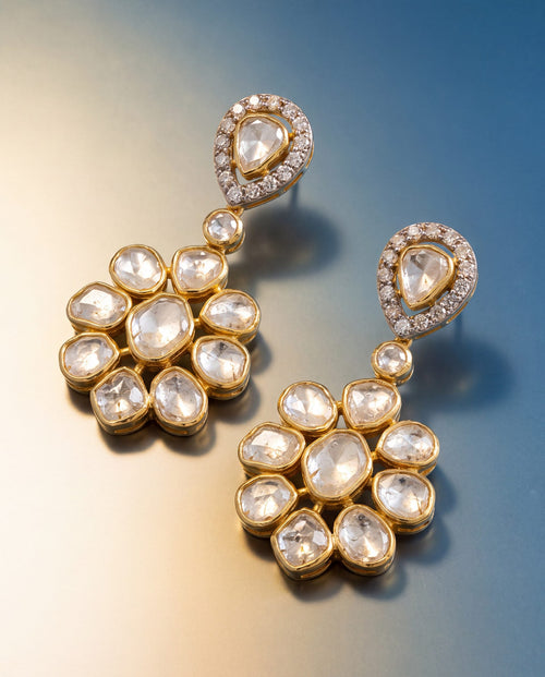 Diya Polki And Diamond Long Earrings
