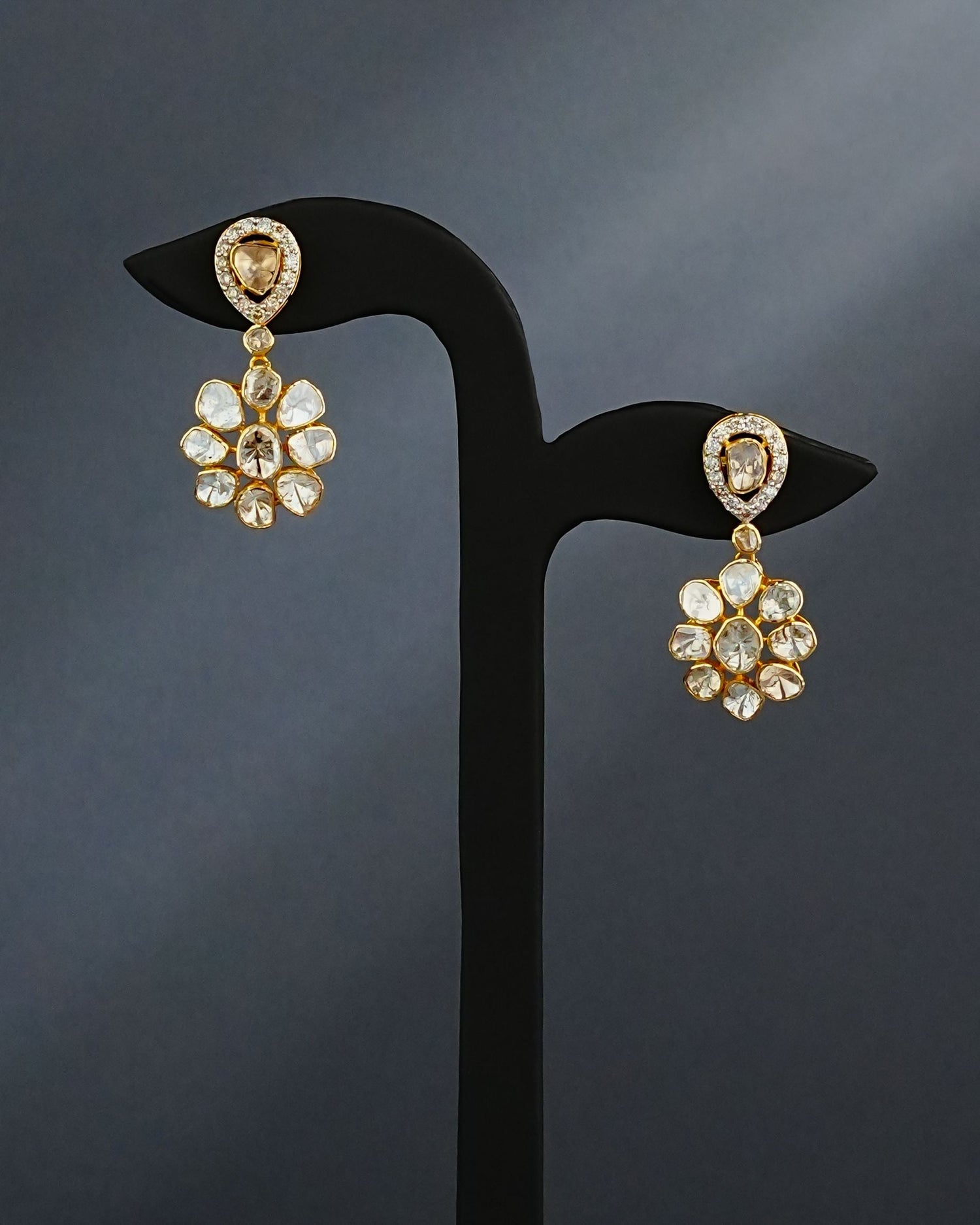 Diya Polki And Diamond Long Earrings