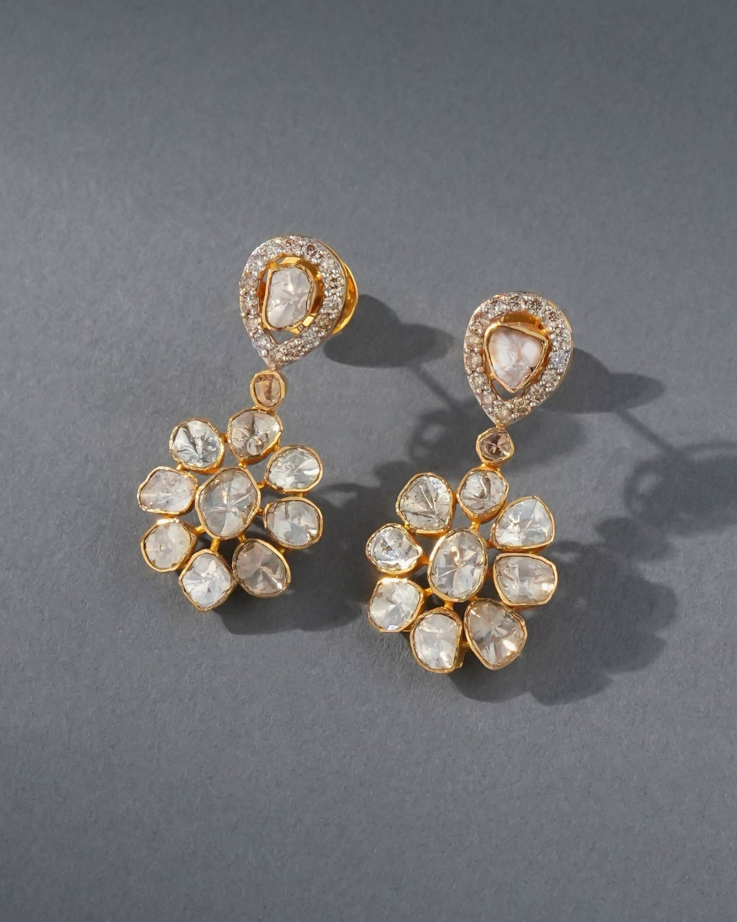 Diya Polki And Diamond Long Earrings