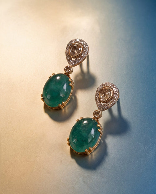 Divya Polki And Diamond Long Earrings