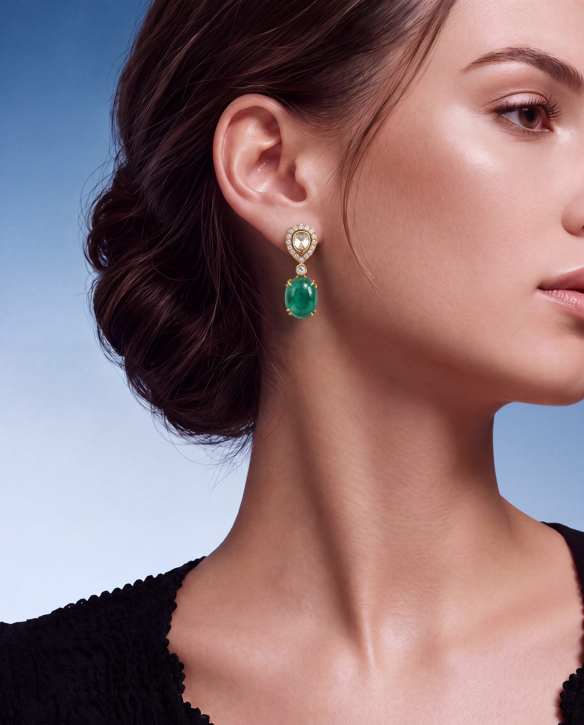 Divya Polki And Diamond Long Earrings