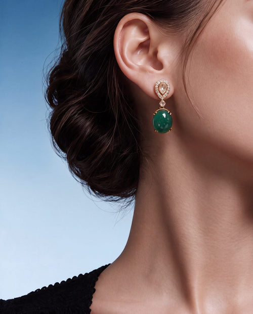 Divya Polki And Diamond Long Earrings
