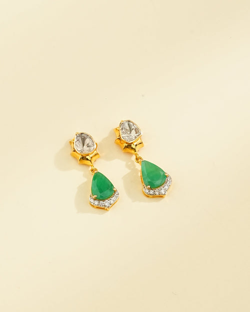 Minakshi Polki And Diamond Long Earrings