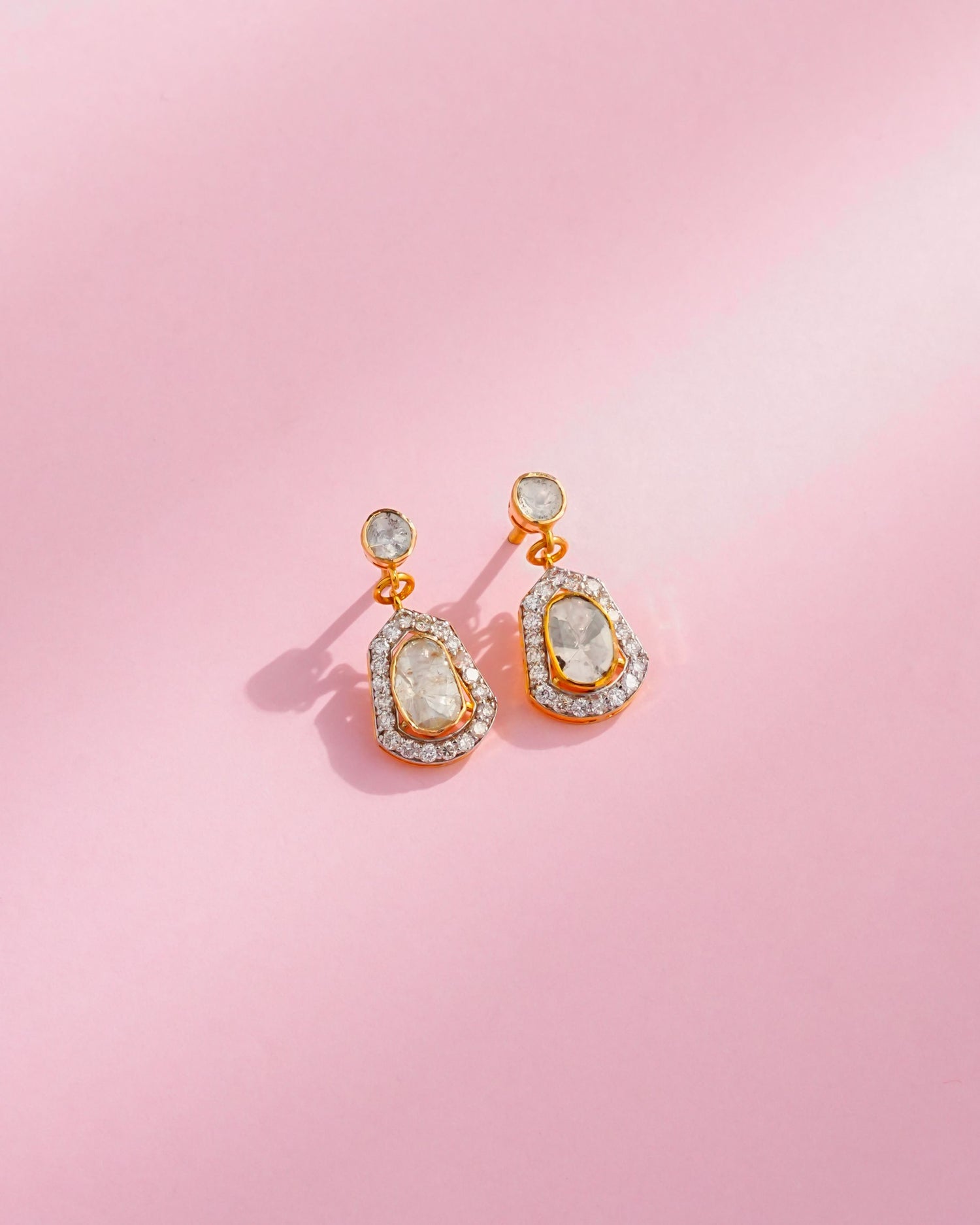 Ekshara Polki And Diamond Long Earrings